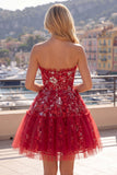 Red Strapless A Line Cute Cocktail Dress with Sequins