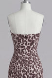 Coffee Leopard Sweetheart Print Bodycon Short Cocktail Dress