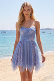 Sparkly Grey Blue A Line Strapless Short Cocktail Dress with Sequins