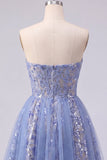 Sparkly Grey Blue A Line Strapless Short Cocktail Dress with Sequins