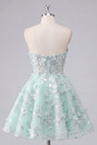 Sweetheart A-Line Mint Corset Graduation Dress with 3D Flowers