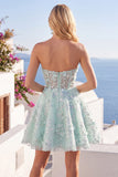 Sweetheart A-Line Mint Corset Graduation Dress with 3D Flowers