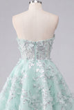 Sweetheart A-Line Mint Corset Graduation Dress with 3D Flowers