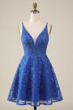 Royal Blue A-Line Spaghetti Straps Short Cocktail Dress