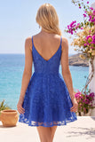 Royal Blue A-Line Spaghetti Straps Short Cocktail Dress