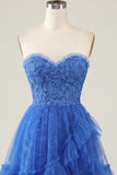 Pink Sweetheart A-Line Graduation Dress with Ruffles