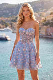 Green Sweetheart Floral Sheer Corset A-Line Graduation Dress