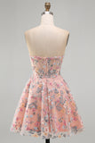 Green Sweetheart Floral Sheer Corset A-Line Graduation Dress