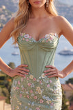 Sweetheart Pink Corset Bodycon Floral Cocktail Dress