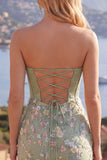 Sweetheart Pink Corset Bodycon Floral Cocktail Dress