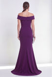 Purple Off the Shoulder Mermaid Evening Dress with Slit