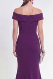Purple Off the Shoulder Mermaid Evening Dress with Slit