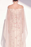 Apricot Strapless Mermaid Floral Long Mother Of the Bride Dress with Cape
