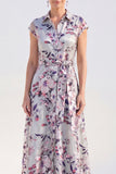 White A-Line Floral Lapel Long Mother of the Bride Dress with Belt