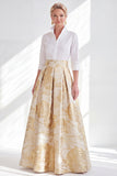 Fuchsia Flower A-Line Long Mother of the Bride Dress with 3/4 Sleeves