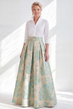 Fuchsia Flower A-Line Long Mother of the Bride Dress with 3/4 Sleeves