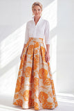 Fuchsia Flower A-Line Long Mother of the Bride Dress with 3/4 Sleeves