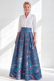 Fuchsia Flower A-Line Long Mother of the Bride Dress with 3/4 Sleeves