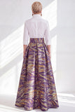 Fuchsia Flower A-Line Long Mother of the Bride Dress with 3/4 Sleeves