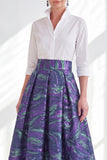 Fuchsia Flower A-Line Long Mother of the Bride Dress with 3/4 Sleeves