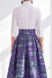 Fuchsia Flower A-Line Long Mother of the Bride Dress with 3/4 Sleeves