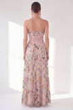Sweetheart Blue A-Line Floral Long Mother Of the Bride Dress with Slit