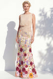 Champagne Mermaid Bateau Neck Long Mother Of the Bride Dress