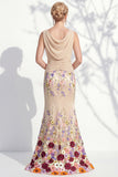 Champagne Mermaid Bateau Neck Long Mother Of the Bride Dress