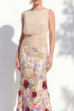 Champagne Mermaid Bateau Neck Long Mother Of the Bride Dress