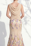 Champagne Mermaid Bateau Neck Long Mother Of the Bride Dress