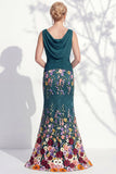 Champagne Mermaid Bateau Neck Long Mother Of the Bride Dress
