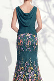 Champagne Mermaid Bateau Neck Long Mother Of the Bride Dress