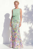 Champagne Mermaid Bateau Neck Long Mother Of the Bride Dress
