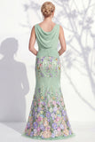 Champagne Mermaid Bateau Neck Long Mother Of the Bride Dress