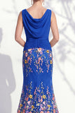 Champagne Mermaid Bateau Neck Long Mother Of the Bride Dress
