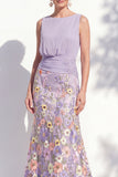 Champagne Mermaid Bateau Neck Long Mother Of the Bride Dress