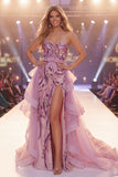 Sparkly Grey Purple Sweetheart Sequin Mermaid Long Red Carpet Dress with Slit