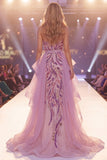 Sparkly Grey Purple Sweetheart Sequin Mermaid Long Red Carpet Dress with Slit