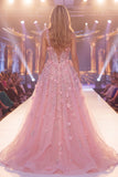 Pink Mermaid One Shoulder Sheer Corset 3D Flowers Long Red Carpet Dress with Slit