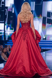Red Mermaid Corset Sweetheart Sequin Long Gala Dress with Slit