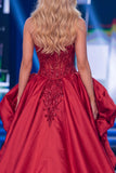 Red Mermaid Corset Sweetheart Sequin Long Gala Dress with Slit