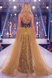 Sweetheart Black Golden Mermaid Sequin Long Gala Dress with Slit