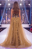 Sparkly Black Golden Sweetheart Corset Mermaid Sequin Long Gala Dress with Slit