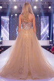 Sparkly Champagne Mermaid Sweetheart Corset Long Gala Dress with Slit