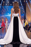 One Shoulder Black and White Mermaid Cut Out  Long Gala Dress with Slit