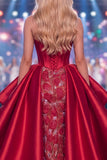 Burgundy Sweetheart Mermaid Corset Sequin Long Red Carpet Dress with Slit