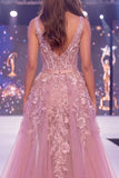 Blush Corset Mermaid Basque Waist Long Gala Dress with Slit