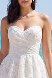 Sweetheart Floral A Line Little White Dress with Ruffles