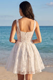 Ivory Floral A Line Corset Square Neck Bridal Shower Dress
