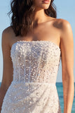 Sparkly Ivory Strapless Sequin Bodycon Corset Mini Dress